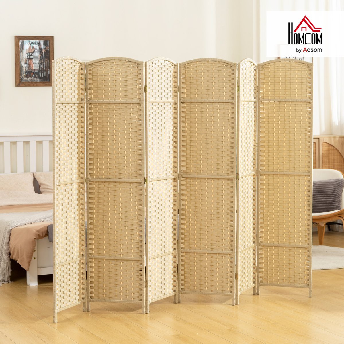 Cloison de séparation Bois de pin Beige beige, HOMCOM