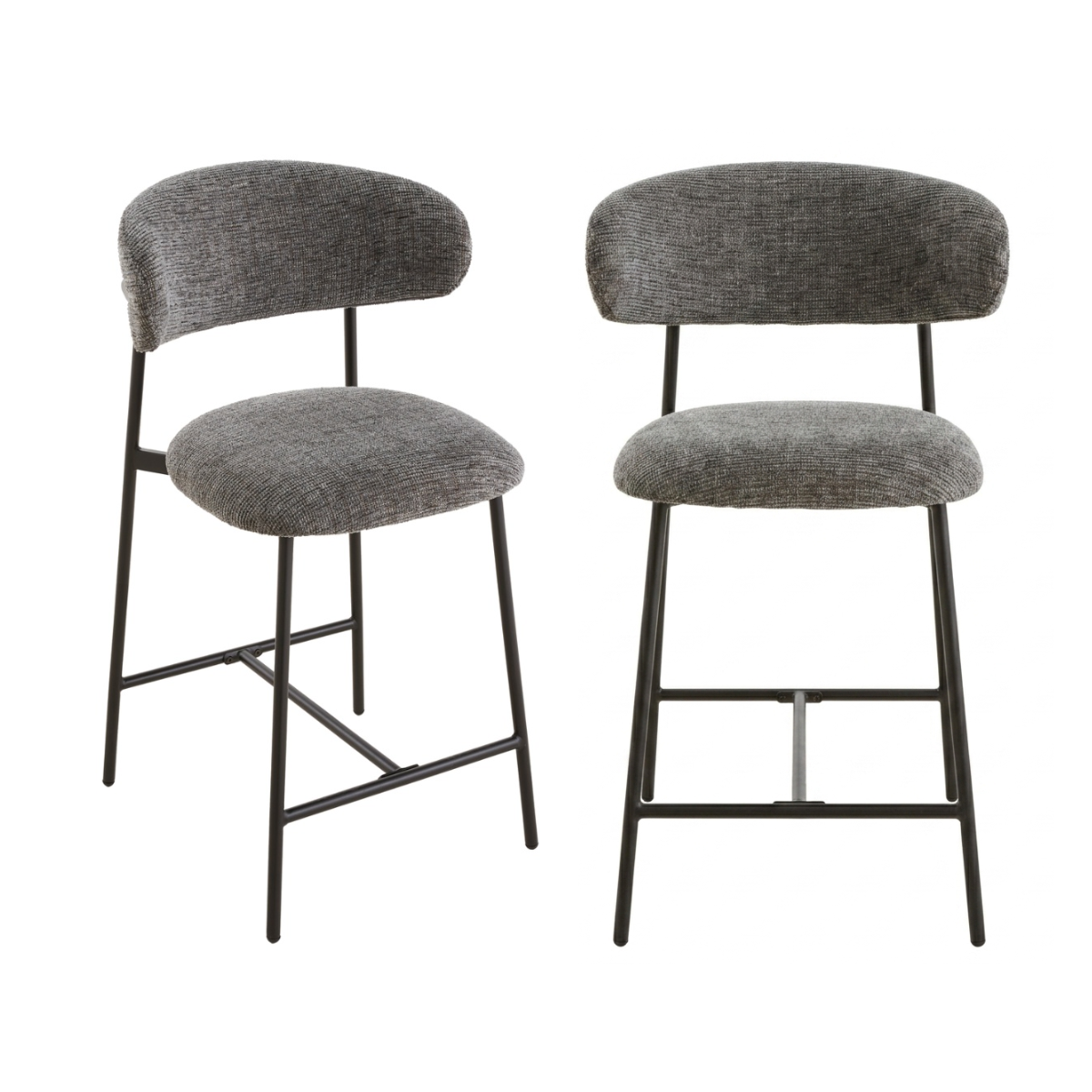 Lot de 2 tabourets - DRACO gris, CALICOSY