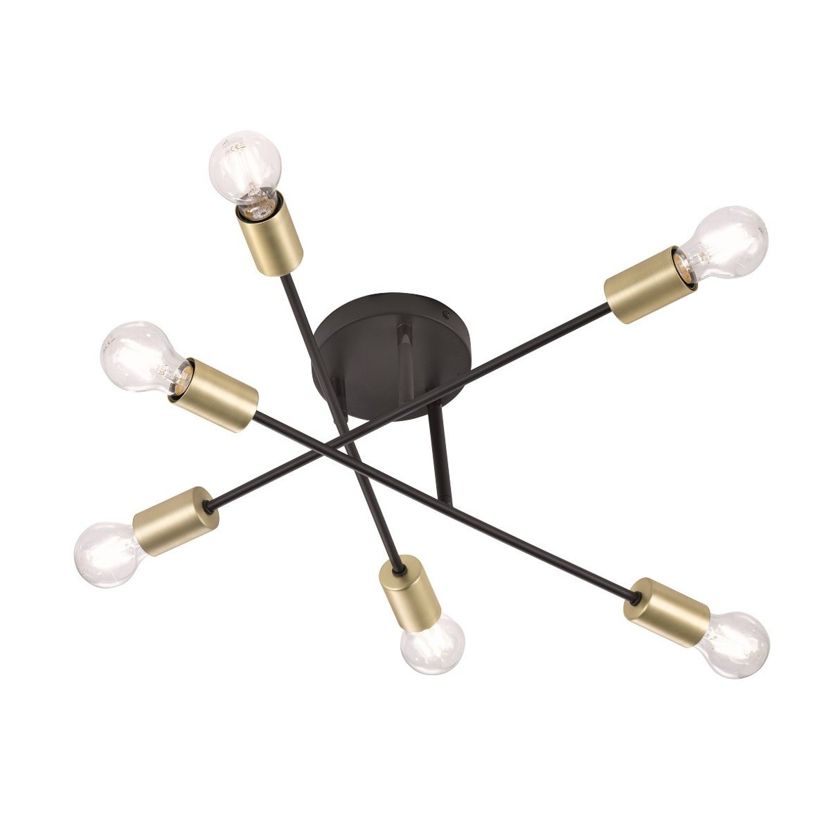 Plafonnier design en métal industriel, D.57 , CROSS noir, TRIO