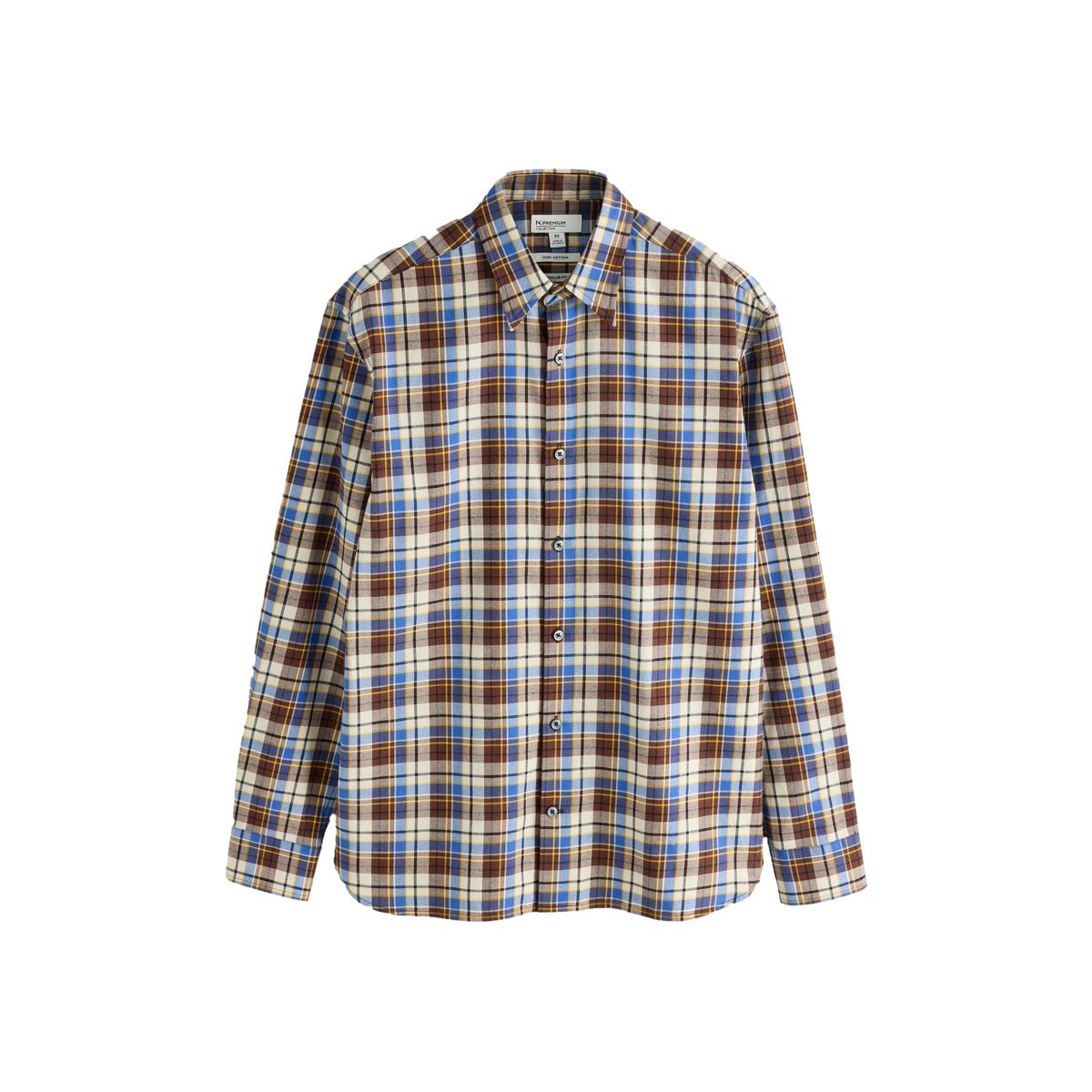 Chemise habillée manches longues et carreaux marron, NEXT