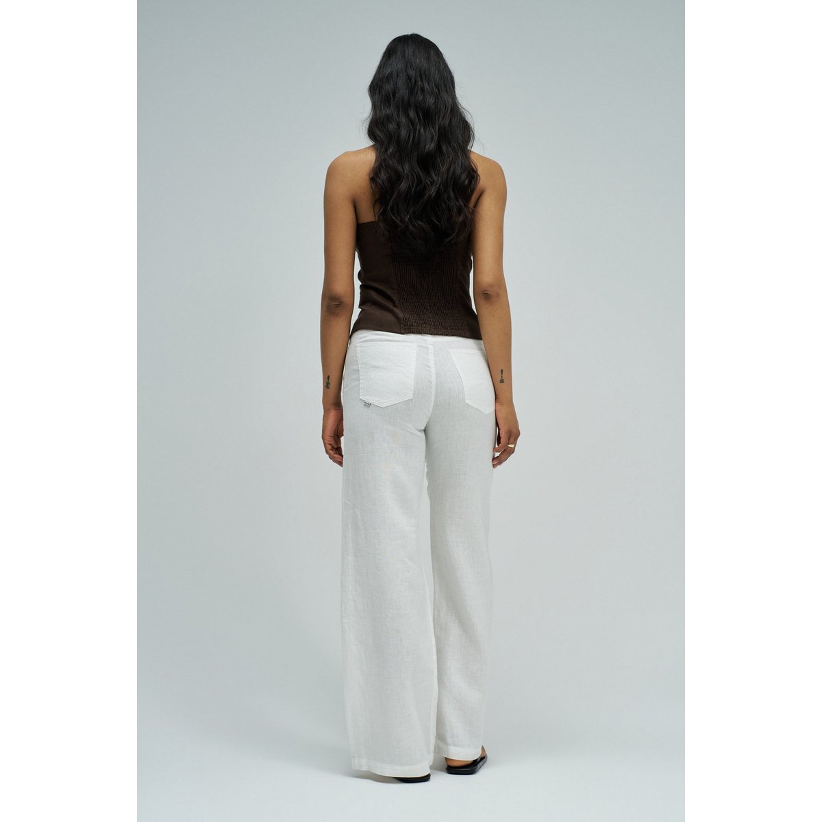PANTALONS EN LIN AVEC JAMBE WIDE blanc, SALSA JEANS