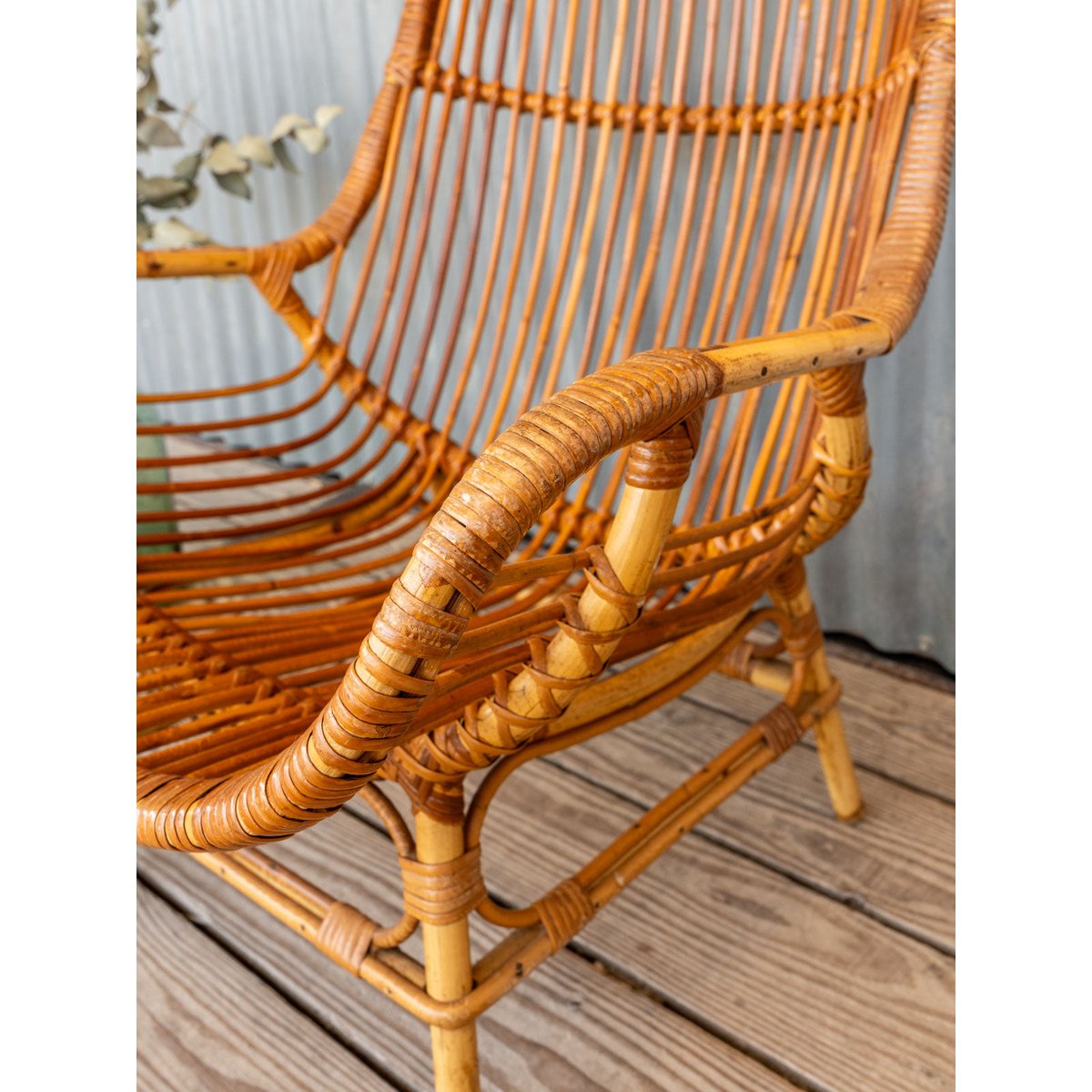 Fauteuil en rotin Ernest N°1093 - Bon état bois clair, DEBONGOUT