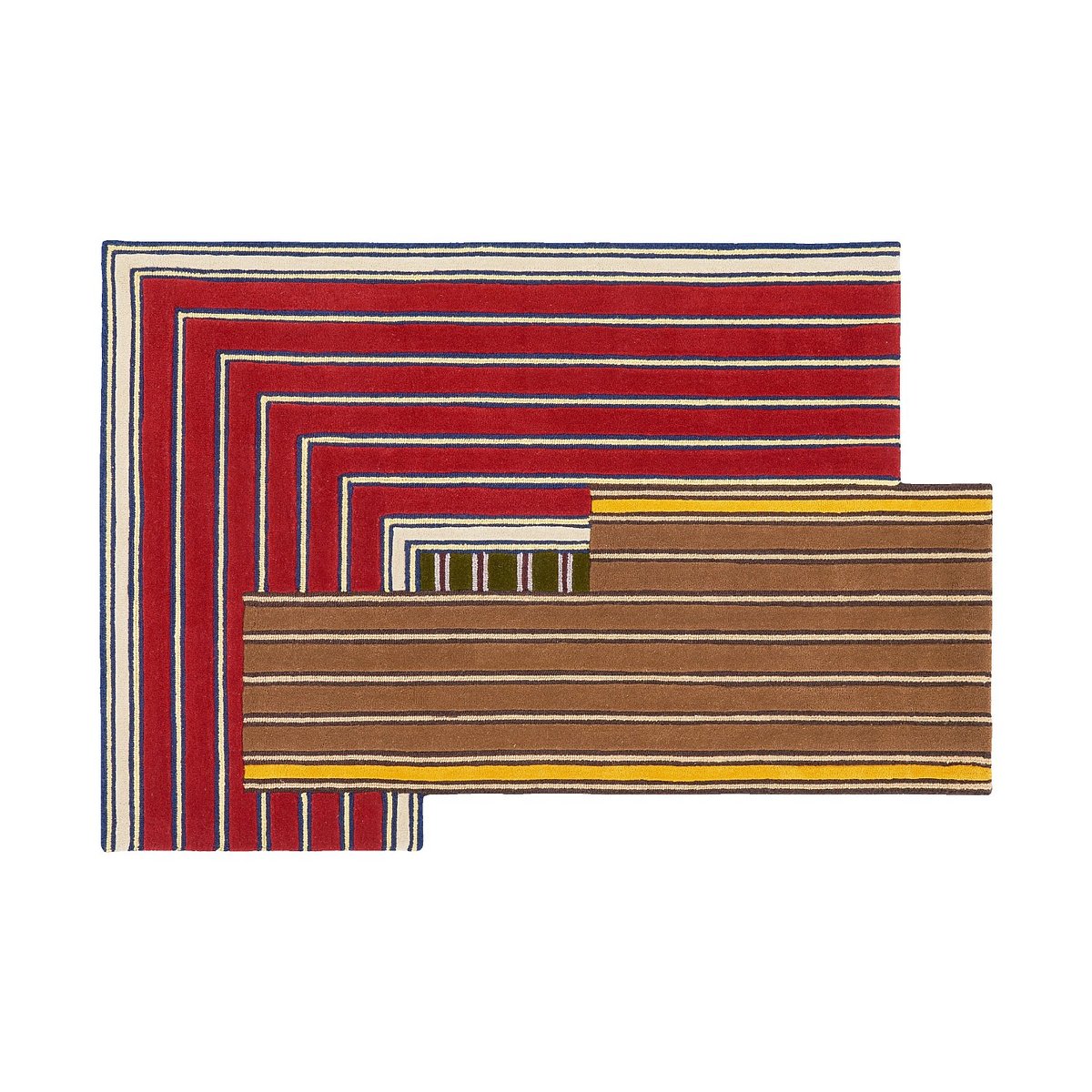 Tapis en laine GALON marron, rouge, multicolore, HABITAT