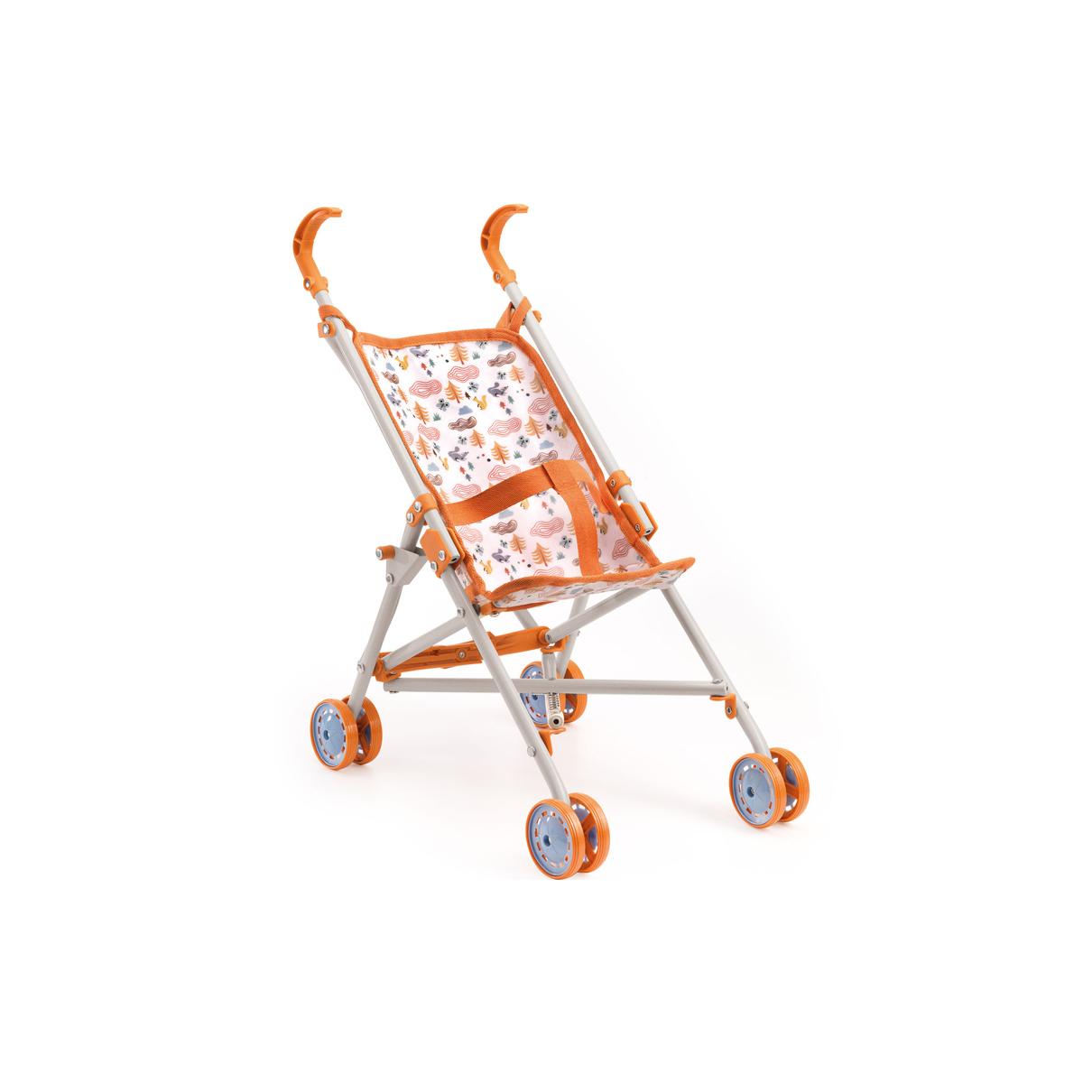 Poussette pour poupon orange, blanc, DJECO
