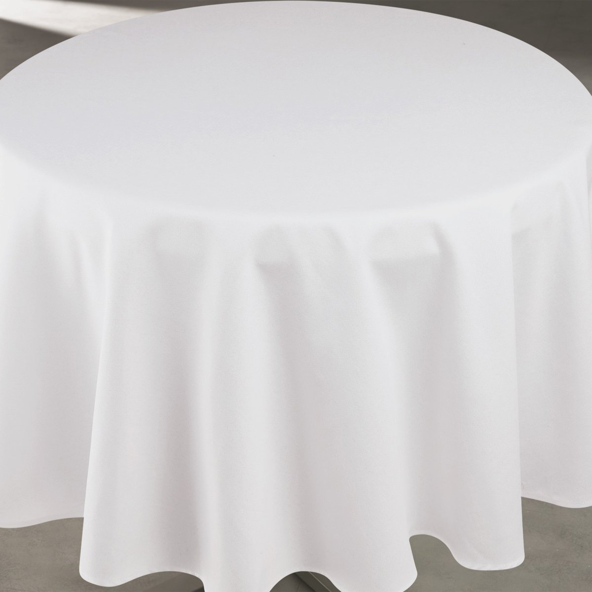 Nappe déperlante anti-taches  - Effet lin pour table ronde blanc, HOME MAISON