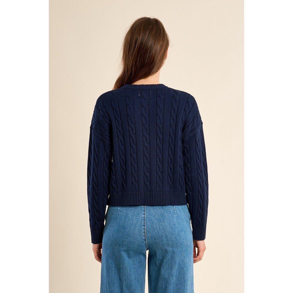Cardigan en maille tressée navy blue, MOLLY BRACKEN