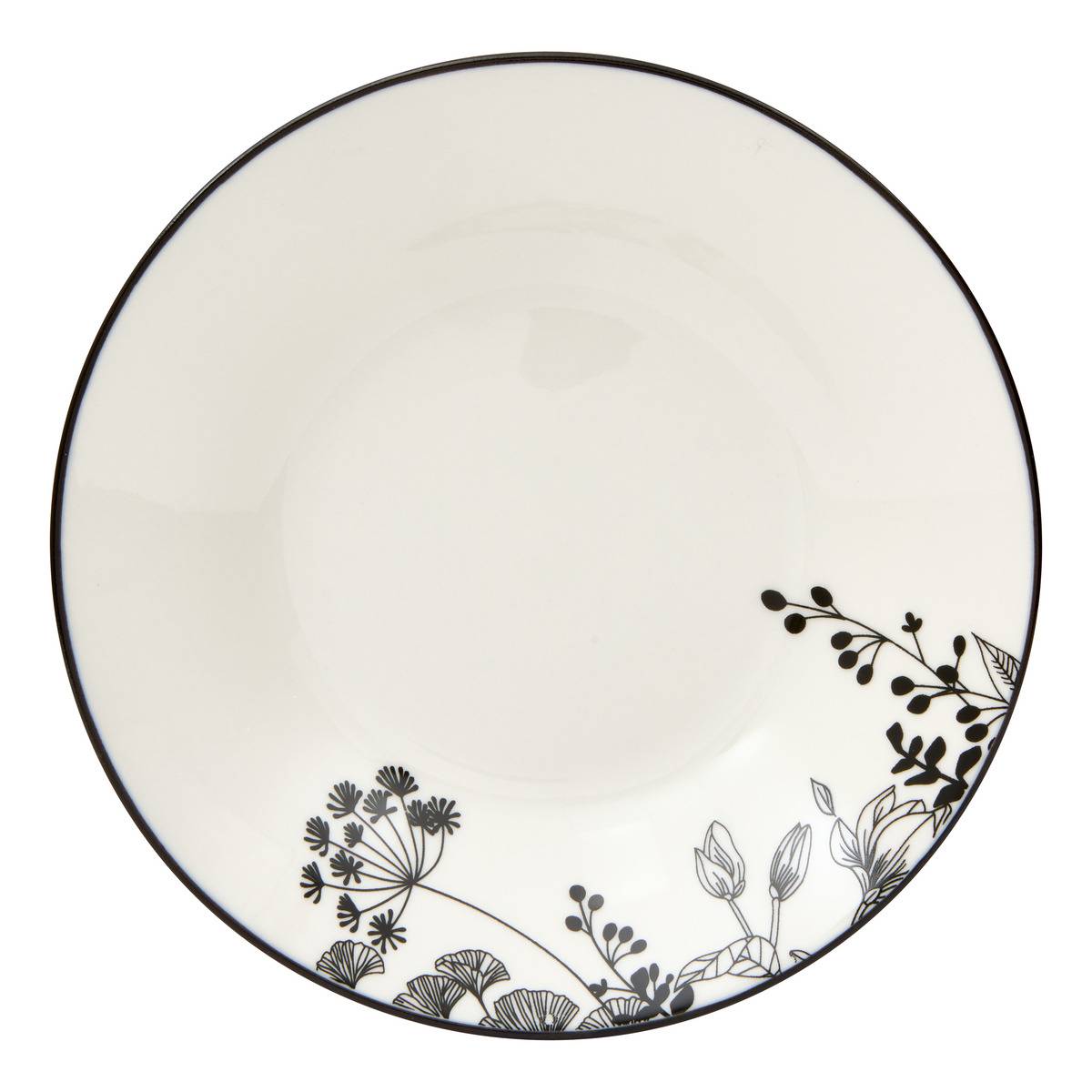Lot de 6 assiettes creuses D20cm WHITE FLORAL blanc, ATMOSPHERA