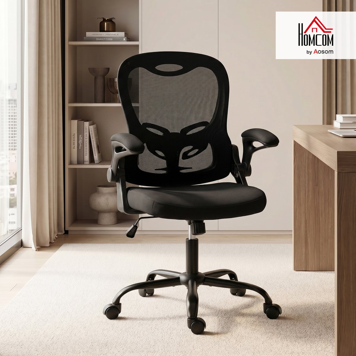 Chaise de bureau Maille (100 % polyester) noir, HOMCOM