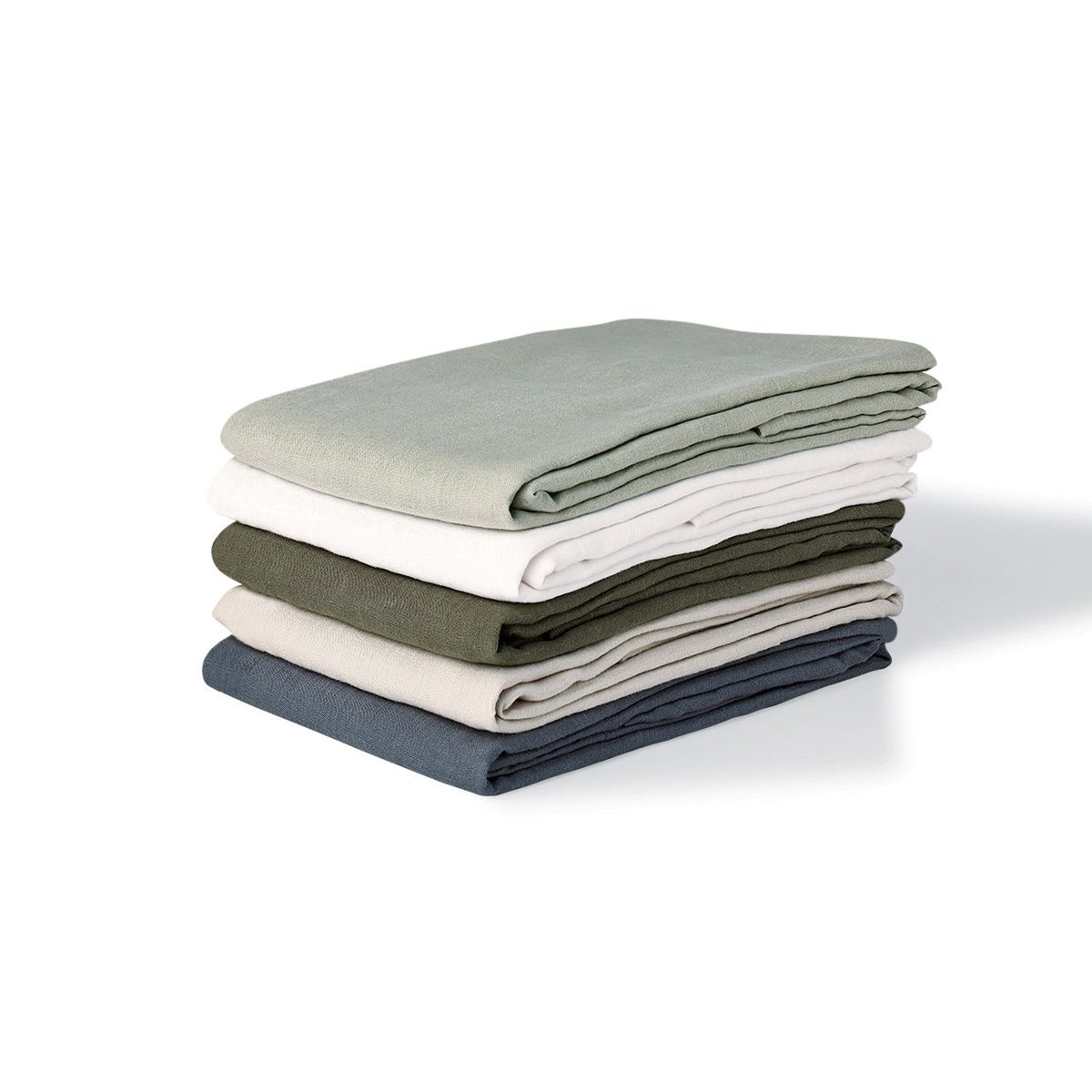 Drap plat lin lavé CAMILLE vert kaki, FEBRONIE