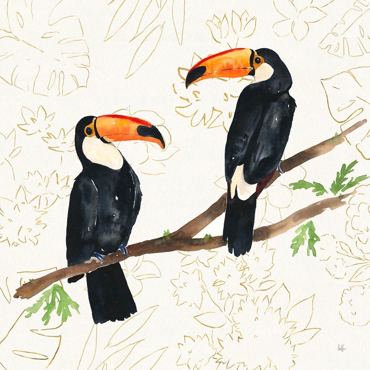 Tableau joyeux oiseaux tropicaux tableau alu dibond, HEXOA