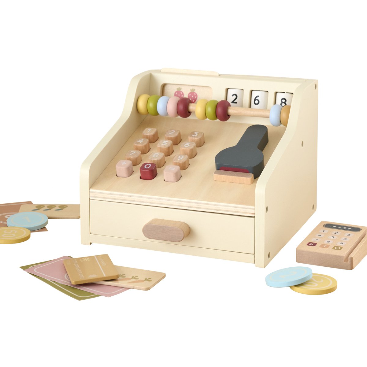 Caisse enregistreuse 31 éléments NOYER beige, PETITE AMELIE