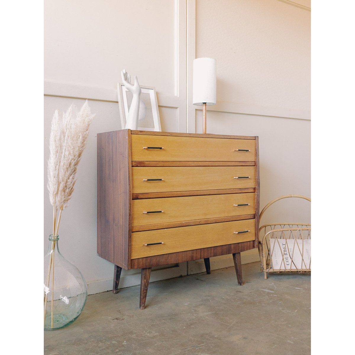 Commode années 60 Olga N°1080 - Bon état bois clair, DEBONGOUT