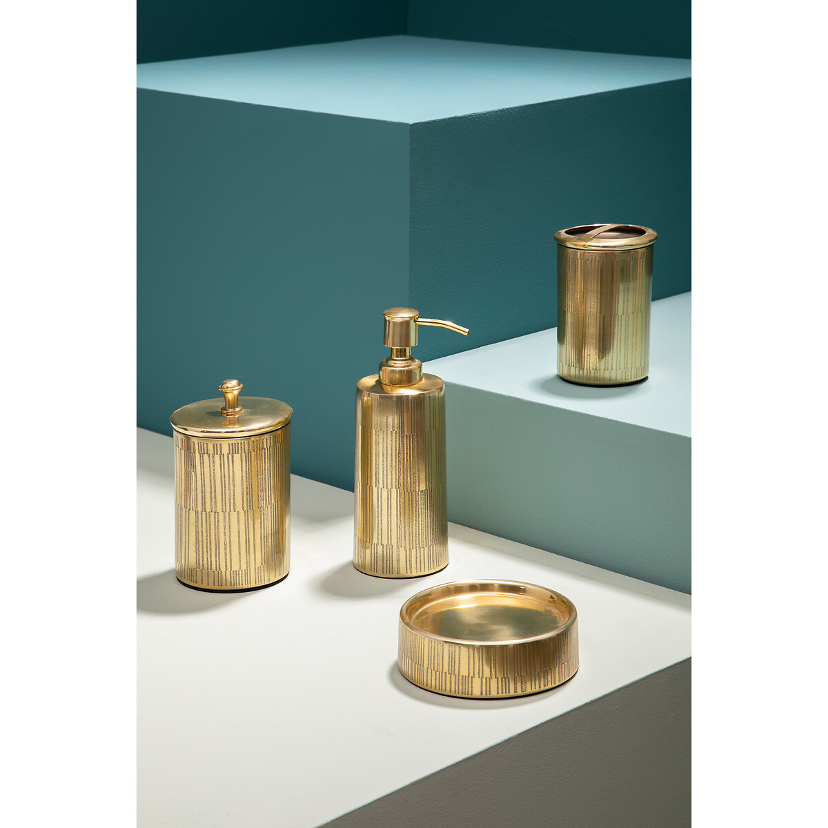 300ml Etched Line Gold Finish Canister with Lid gold-coloured, FIFTY FIVE SOUTH