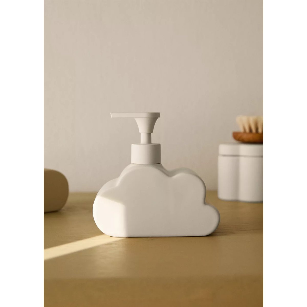Distributeur de savon en grès nuage sable, MANGO HOME