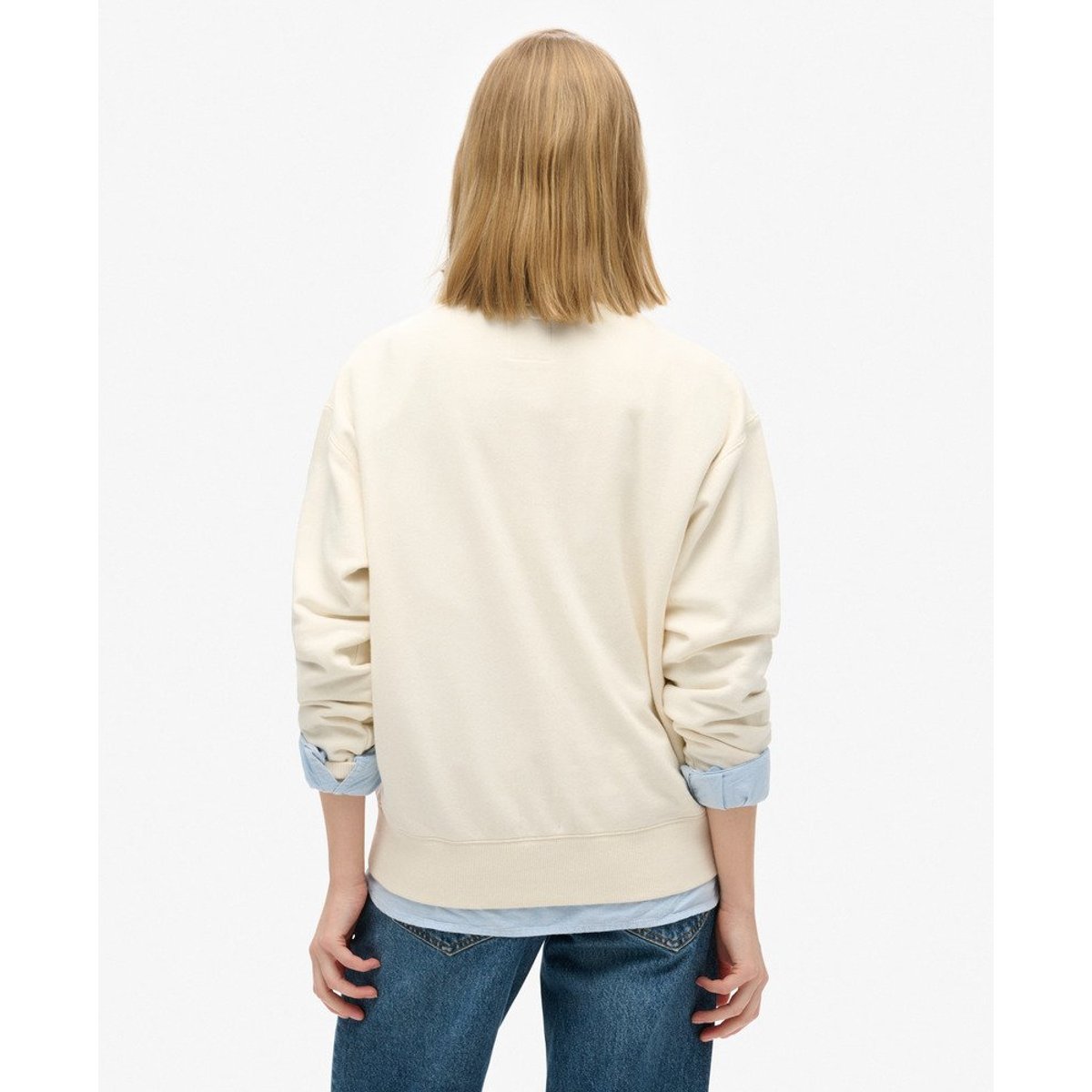 Sweat ample ras du cou Travel Souvenir crème, SUPERDRY