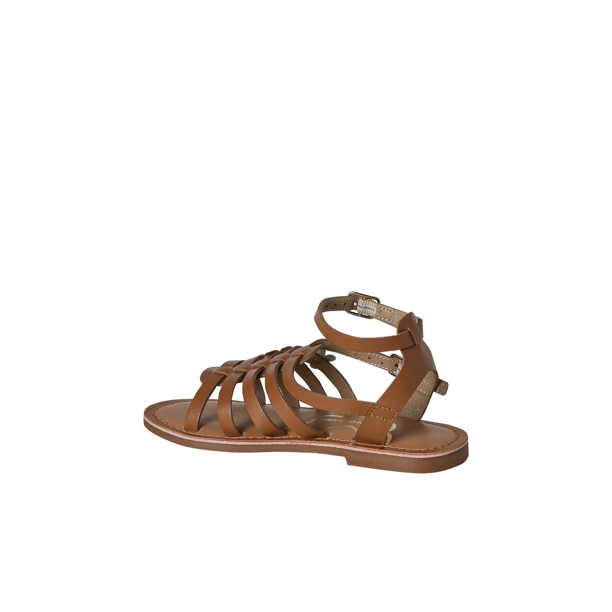 Sandale spartiate cuir à boucles camel, VERTBAUDET