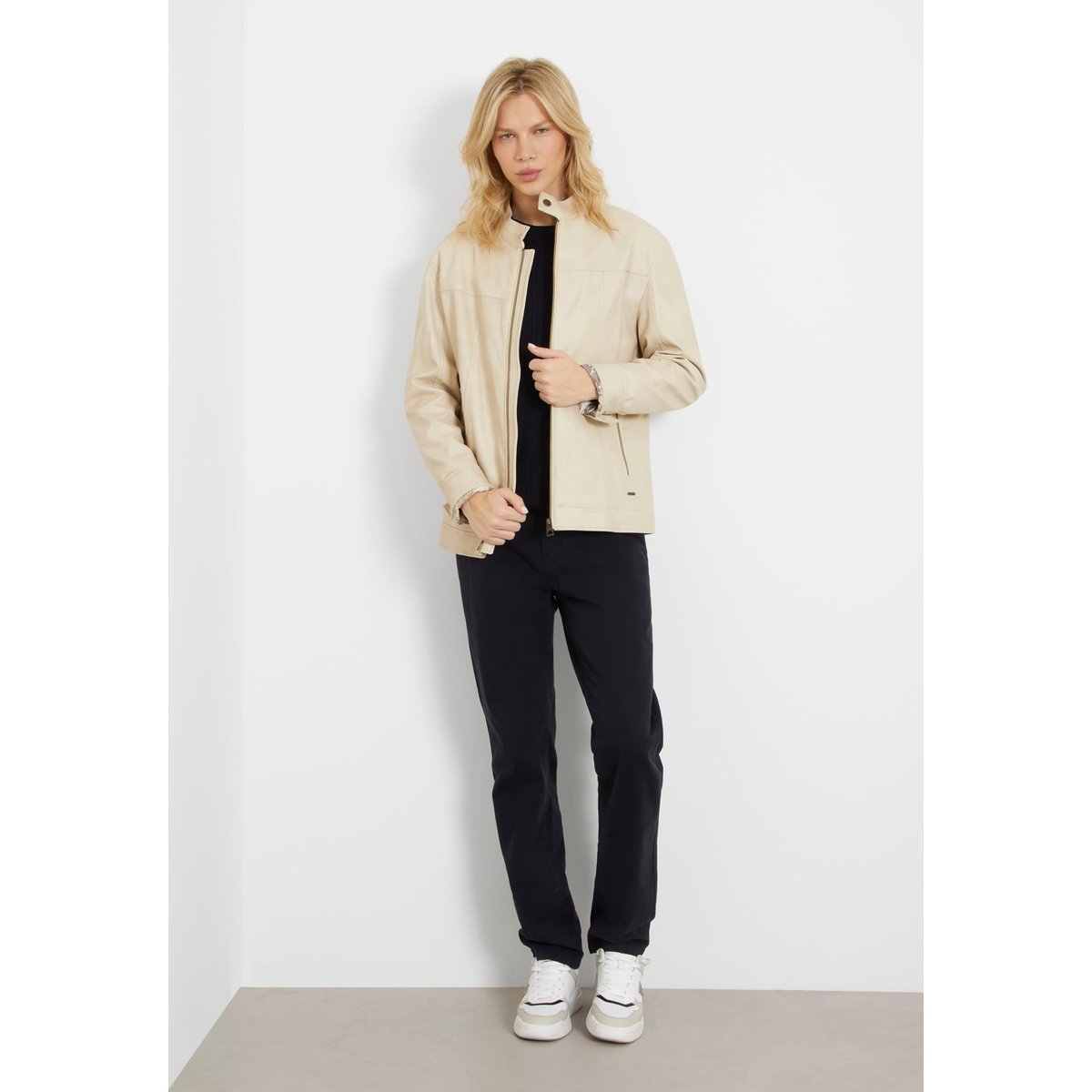 Blouson De Motard En Similicuir beige, GUESS