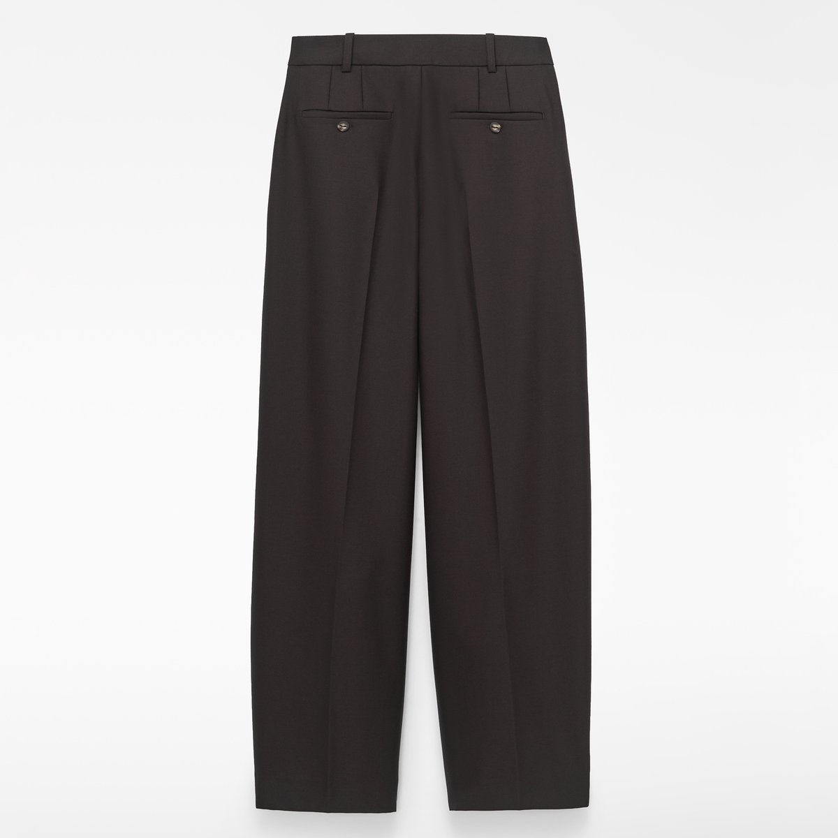 Pantalon tailleur avec jambe arrondie en laine mérinos chocolat, ADOLFO DOMINGUEZ
