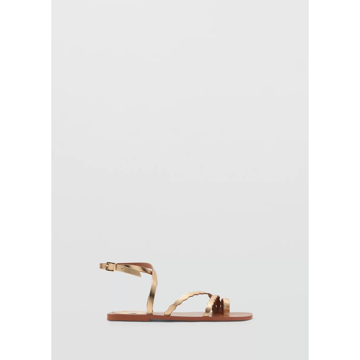 Sandales cuir festonné or, MANGO TEEN