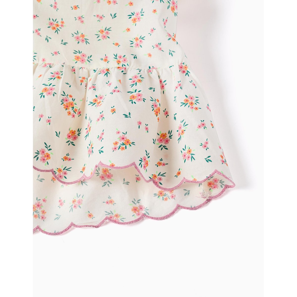 Robe en coton avec motif floral et volants beige clair, ZIPPY
