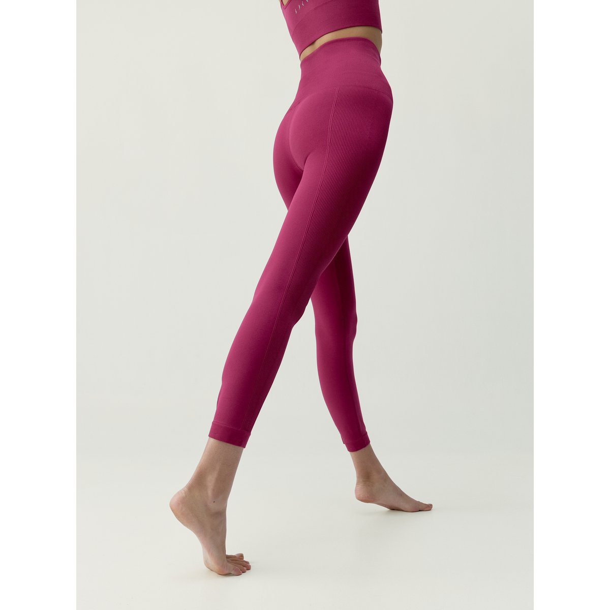 Legging de sport femme Viveka taille haute effet gainant rouge prune, BORN