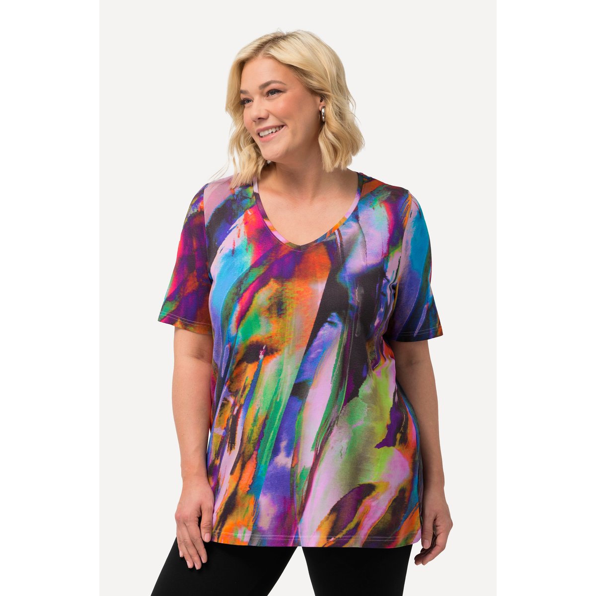 T-shirt long, dégradé de couleurs noir, ULLA POPKEN