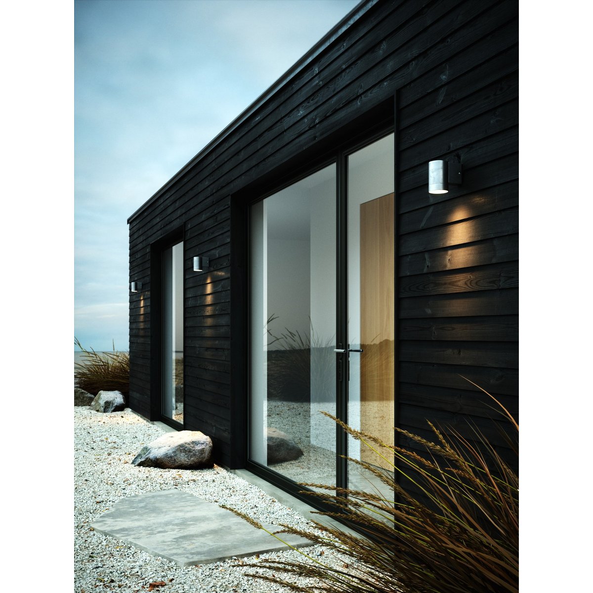 Applique murale extérieure adapté aux zones côtières en acier galvanisé, TIN Maxi acier galvanisé, NORDLUX