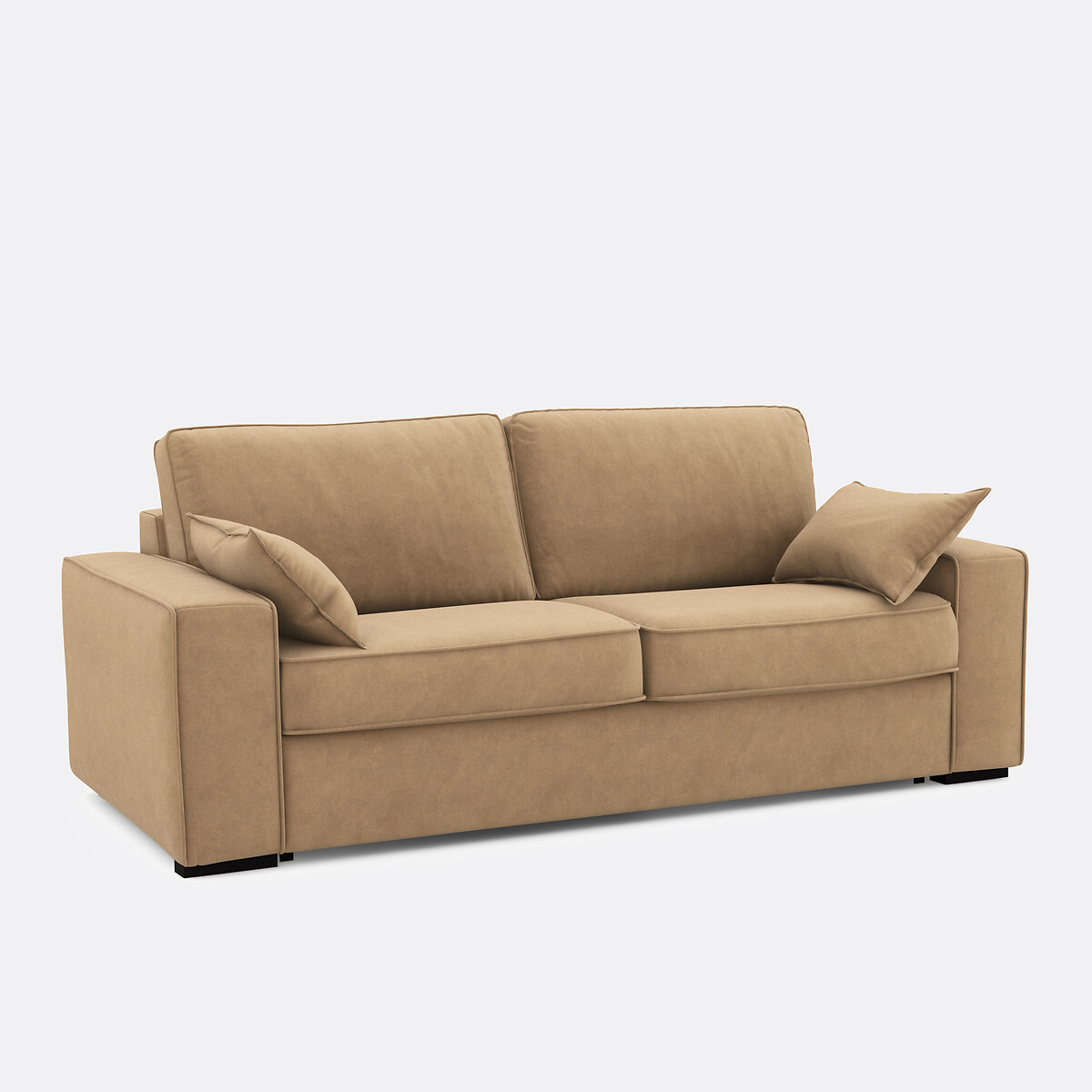 Sofá cama de terciopelo, espuma HR premium, Cecilia capuchino, LA REDOUTE INTERIEURS