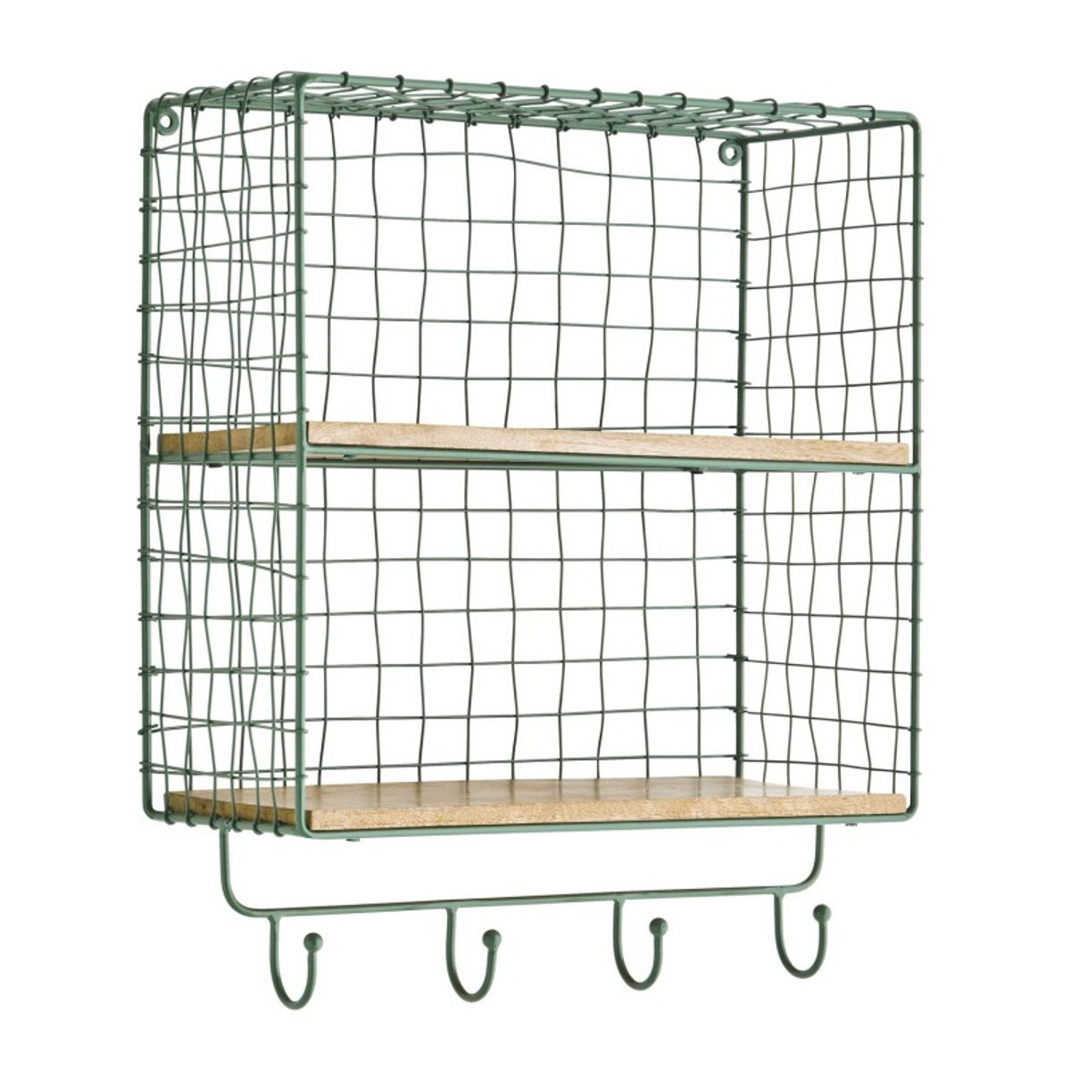 Etagère murale métal filaire patères vert, MADAM STOLTZ