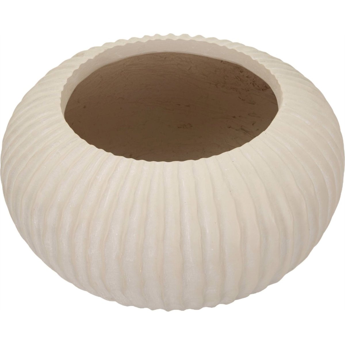 Vase bas nervuré à poser élégant MODERN crème, RECOLLECTION