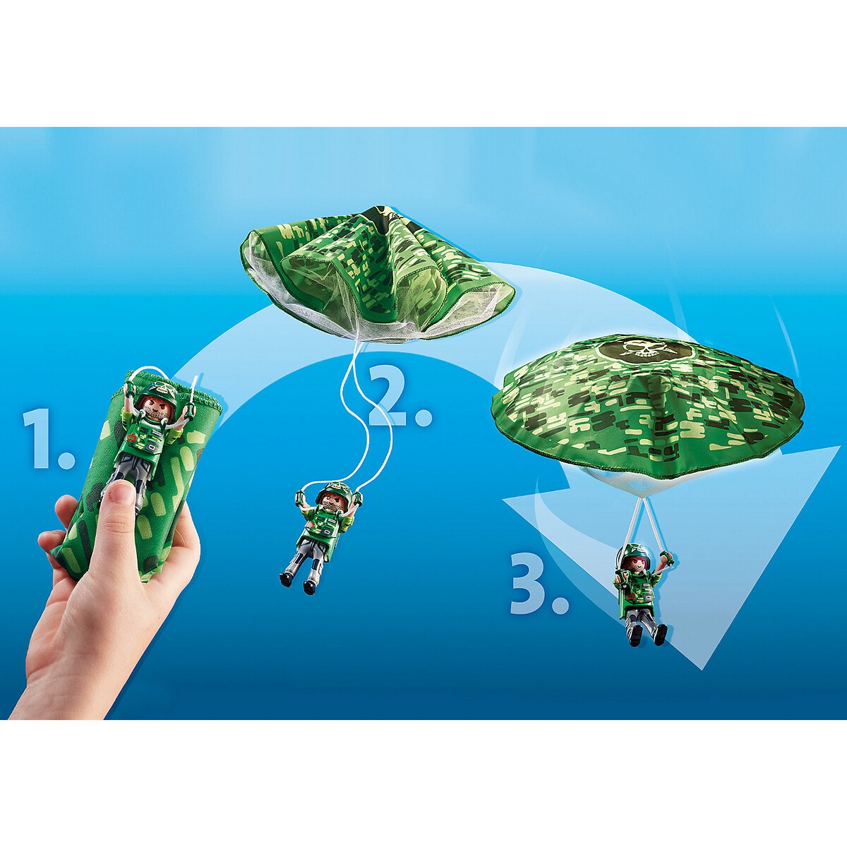Hélicoptère De Police Et Parachutiste multicolore, PLAYMOBIL