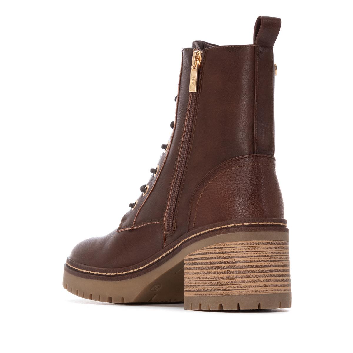 Bottine Militaire Talon Décontractée Fermeture éclair brun, XTI