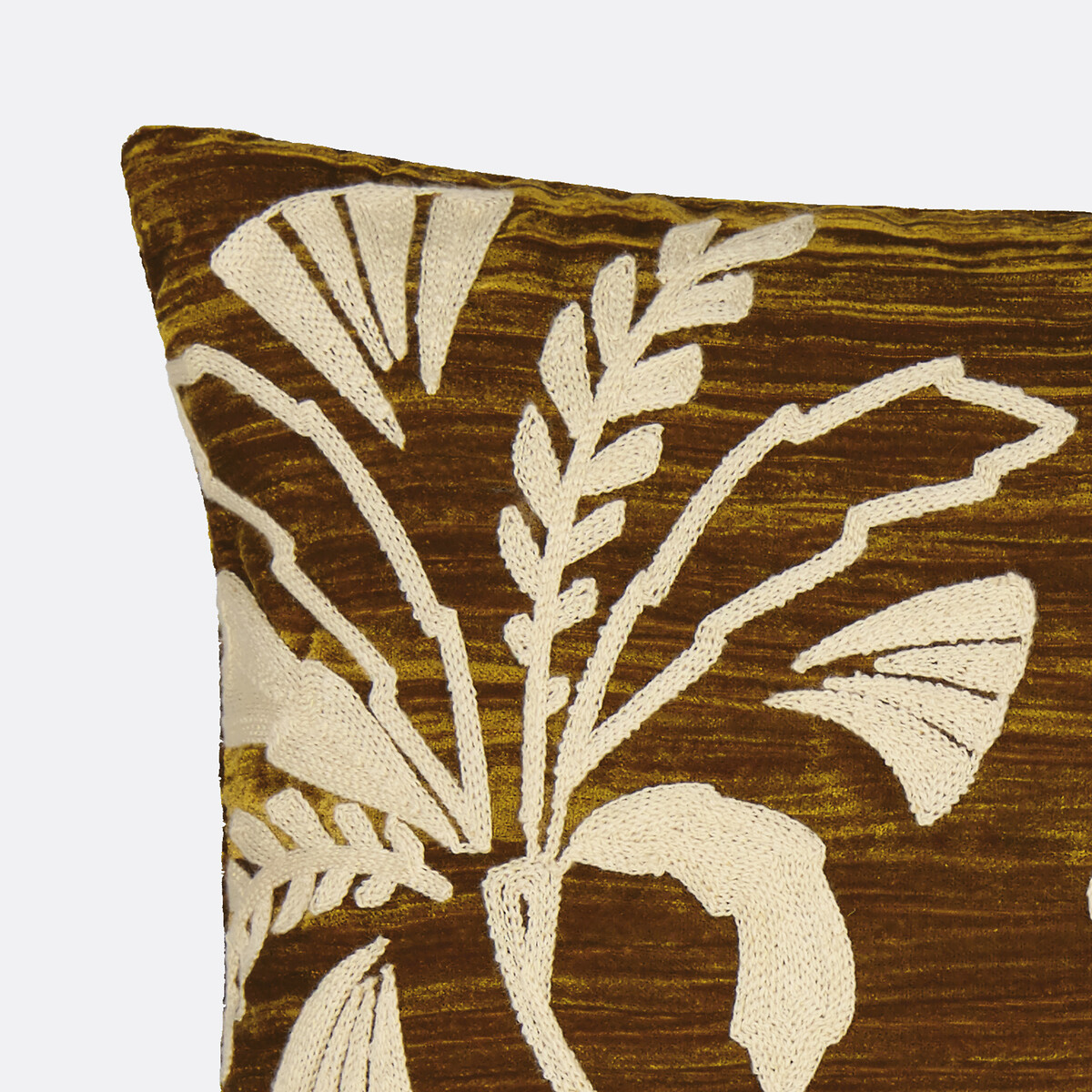 Housse de coussin panne de velours, Sidonie olive, LA REDOUTE INTERIEURS