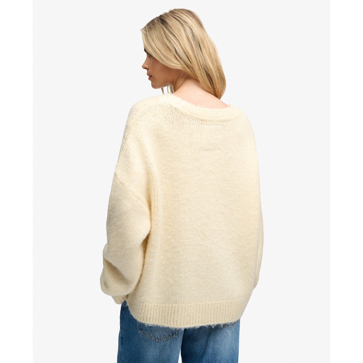 Pull Brushed Knit coupe oversize crème brûlée, SUPERDRY