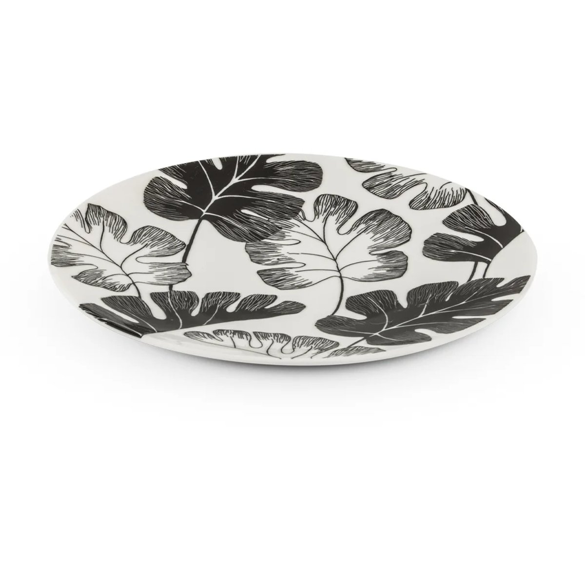 Service de table 18 pièces en porcelaine fine - Leaf noir/blanc, LAGUIOLE CUISSON