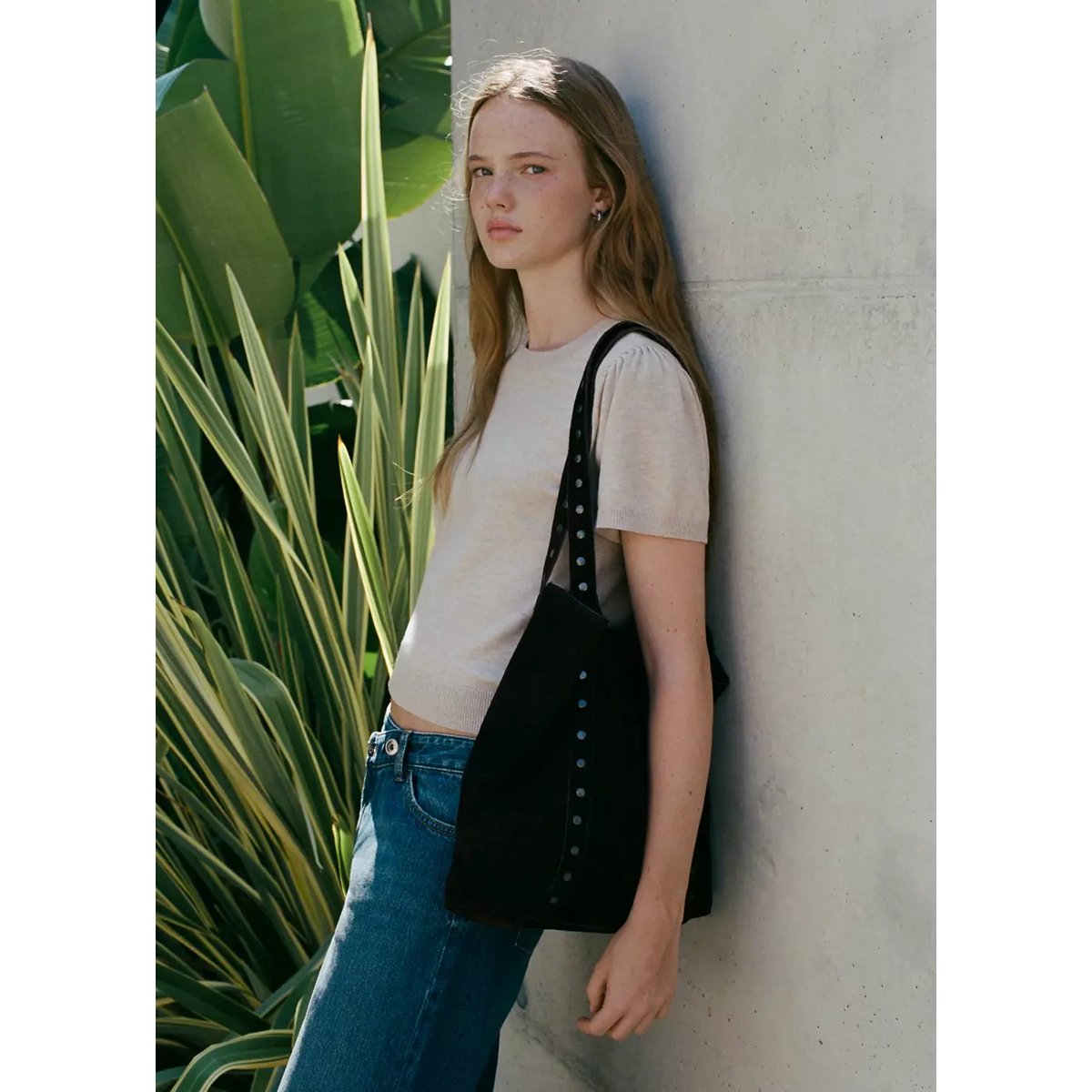 Pull en maille à manches courtes sable, MANGO TEEN