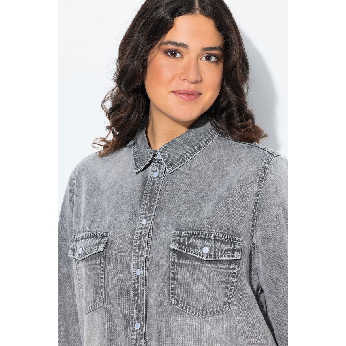Chemisier en jean jean gris clair, ULLA POPKEN