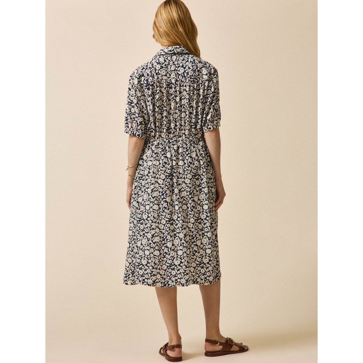 Robe mi-longue rétro imprimé Enea imprimé enea navy, CYRILLUS