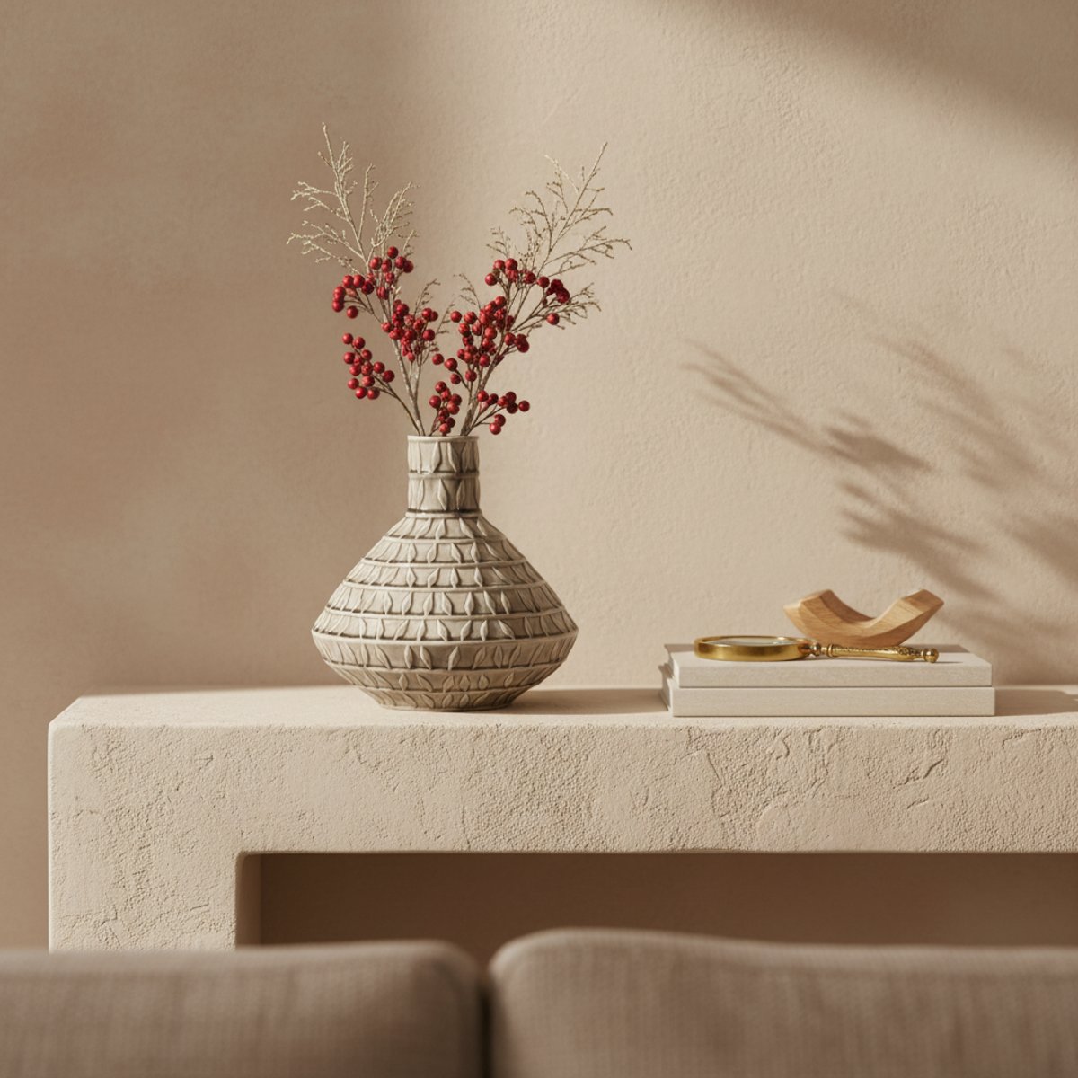 Vase décoratif en céramique H30 BIRDY crème, SIA DECO