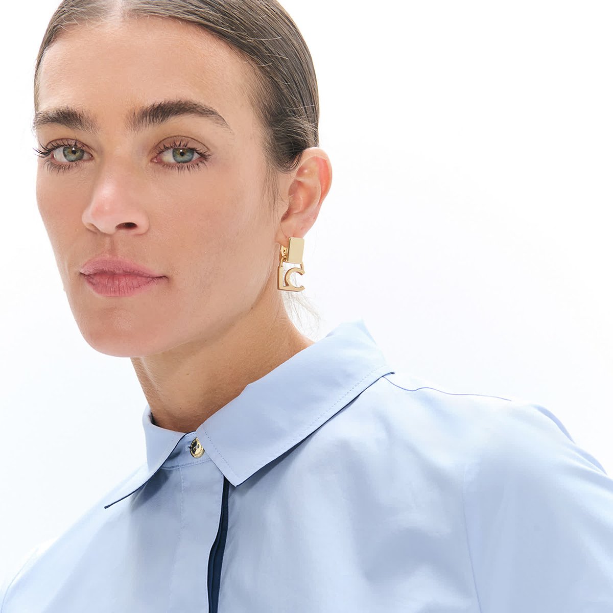 Robe chemise en popeline à broderie ciel, LOLA CASADEMUNT