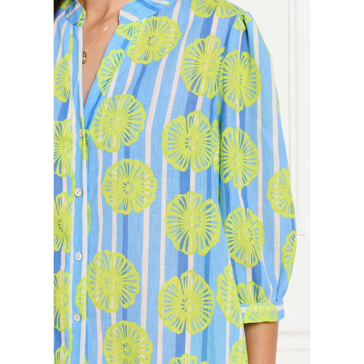 Robe chemise imprimée fluide bleu pastel, LOLALIZA