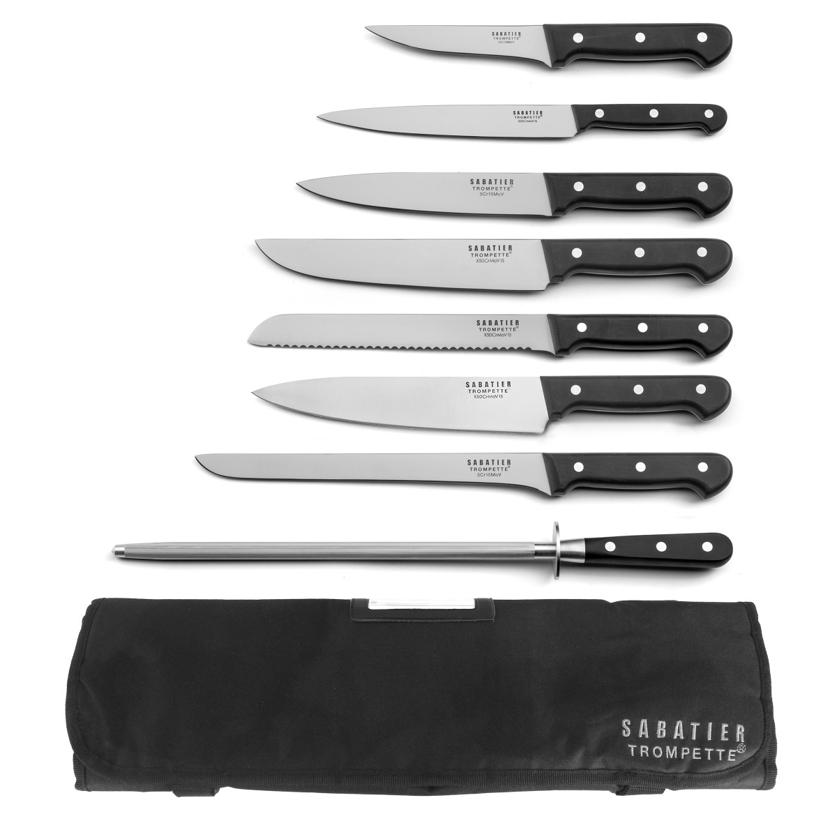 Valise hôtelière 8 couteaux de cuisine - UNIVERSAL noir, SABATIER TROMPETTE