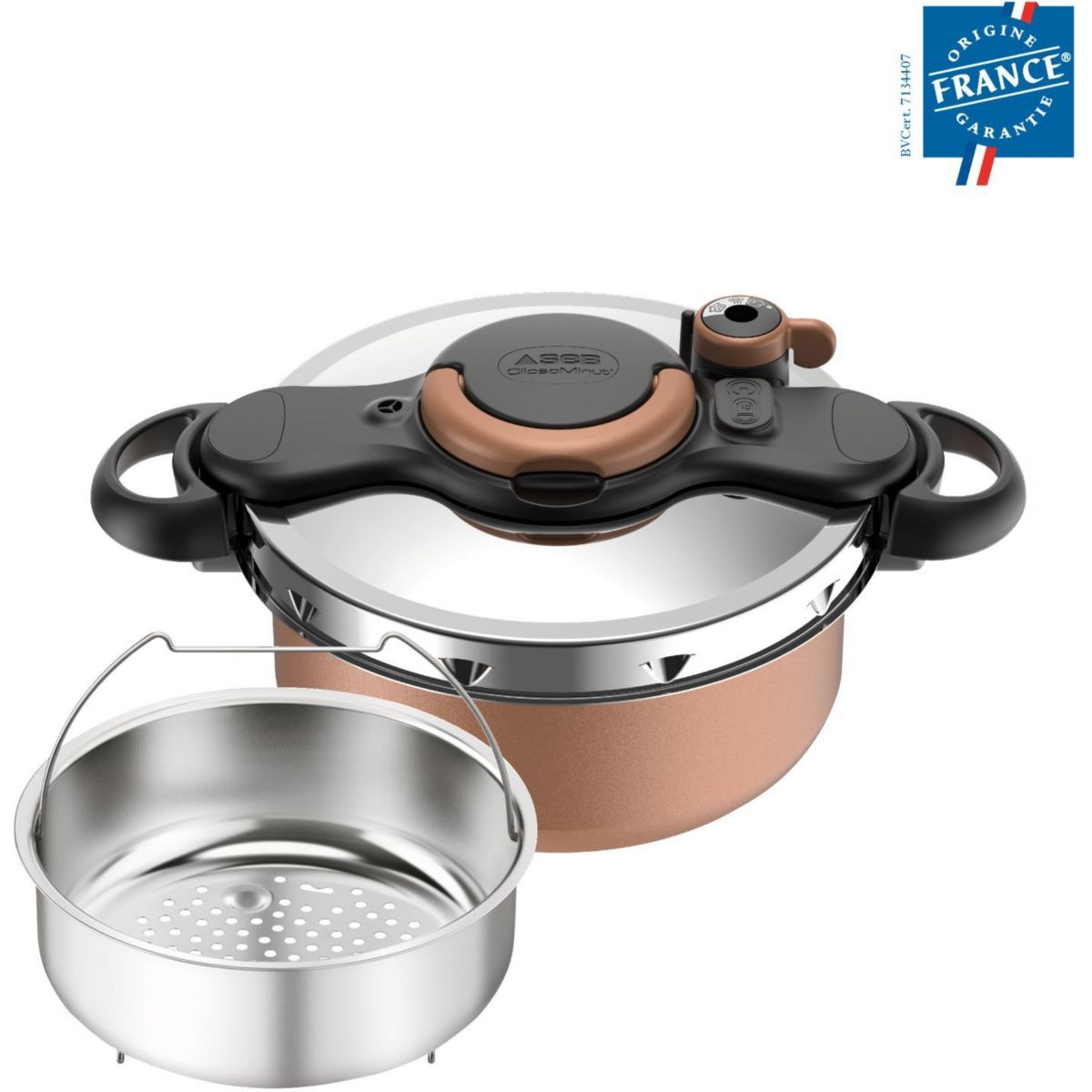 Autocuiseur ClipsoMinut Duo Copper 5L P4705101 blanc, SEB