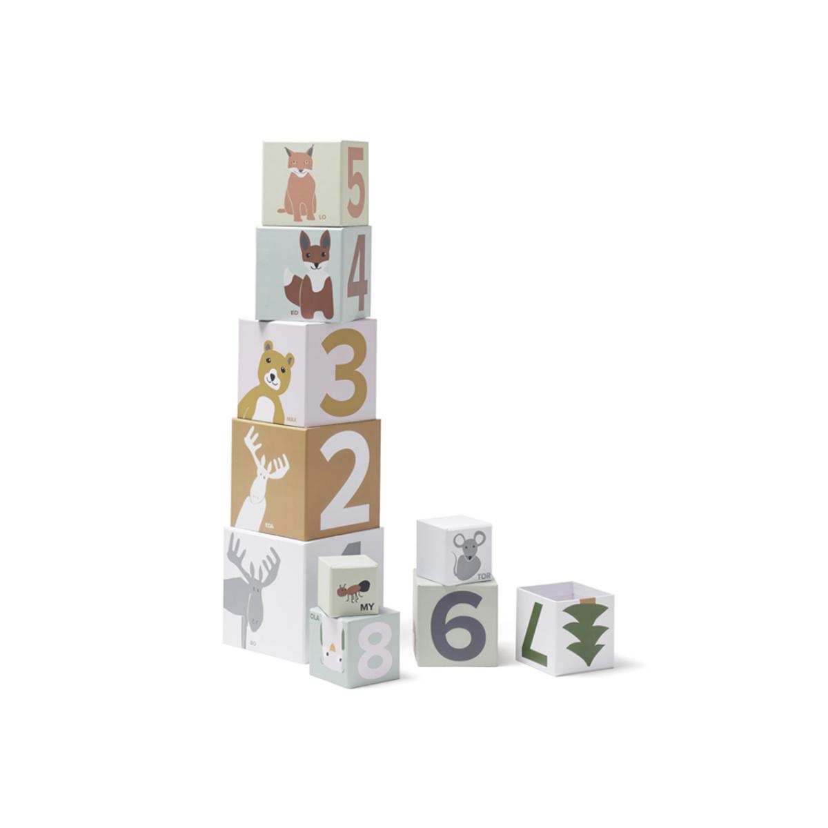 Cubes à empiler en carton blanc, marron, vert, KID'S CONCEPT