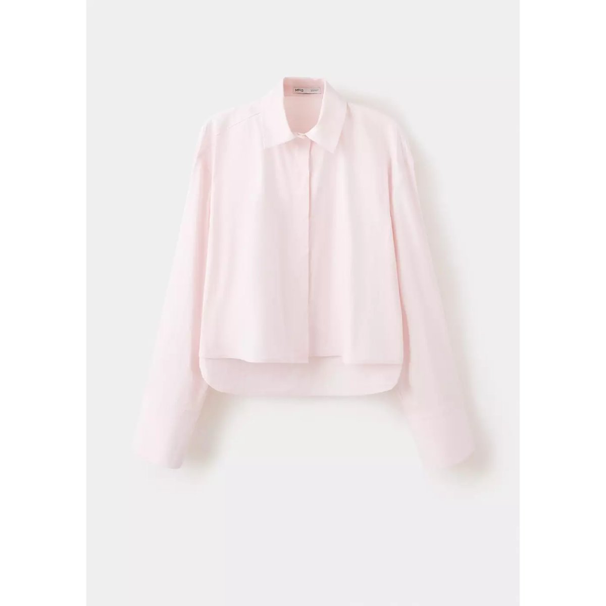 Chemise coton boutons dissimulés rose, MANGO