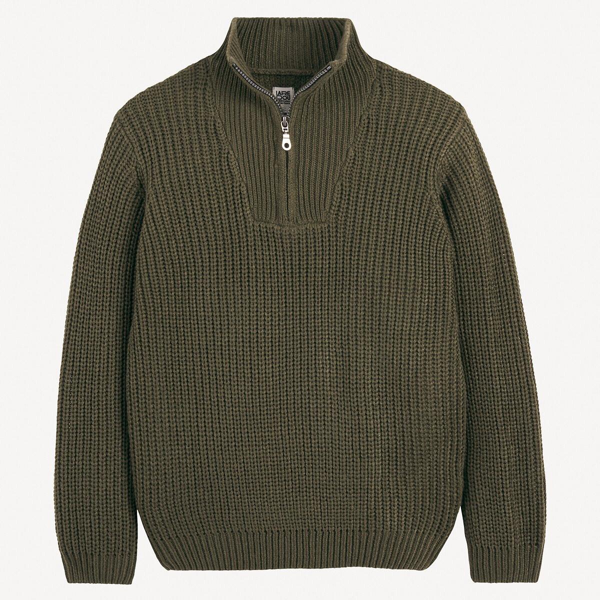 Pull col montant zippé en grosse maille vert kaki, LA REDOUTE COLLECTIONS