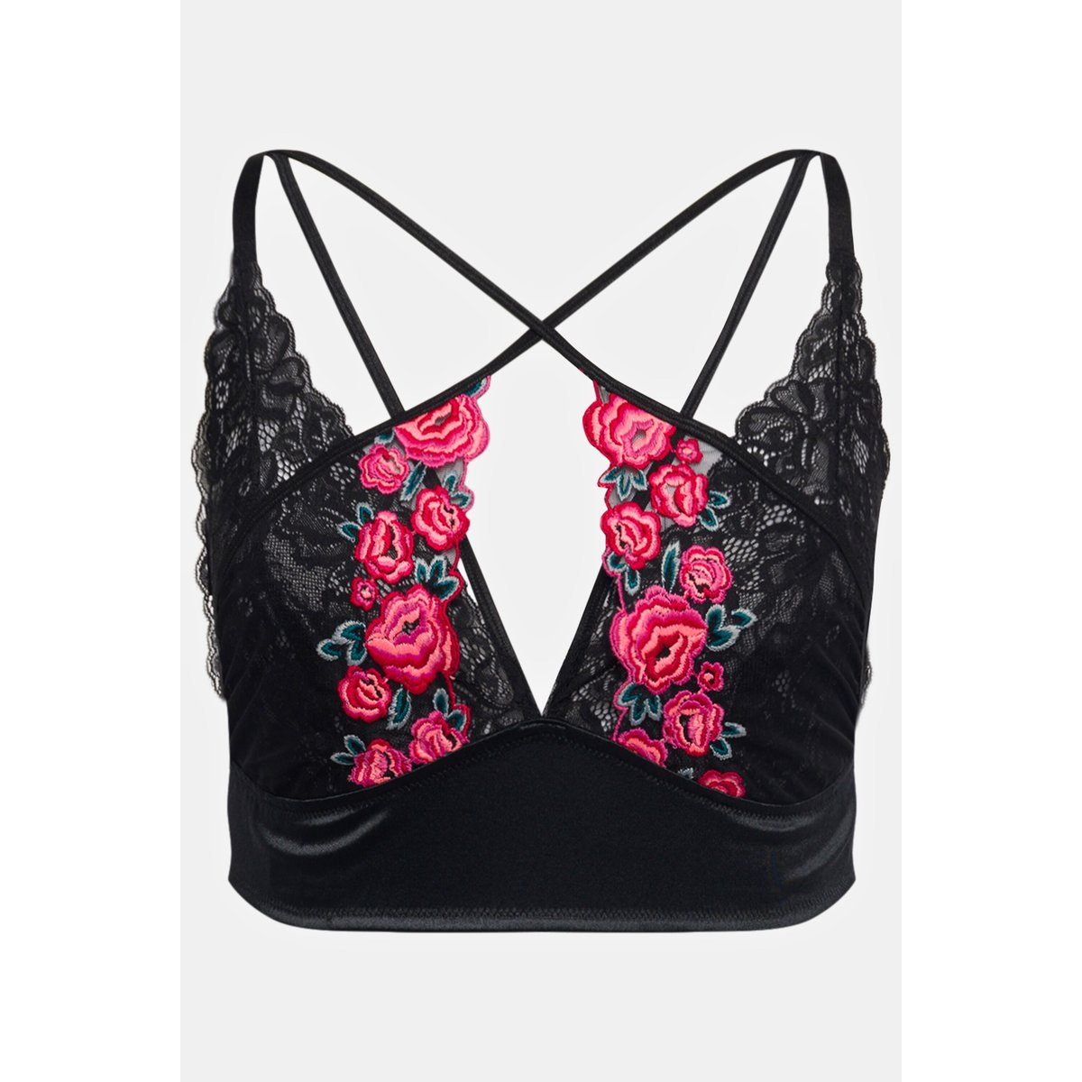 Bralette, roses brodées noir, ULLA POPKEN