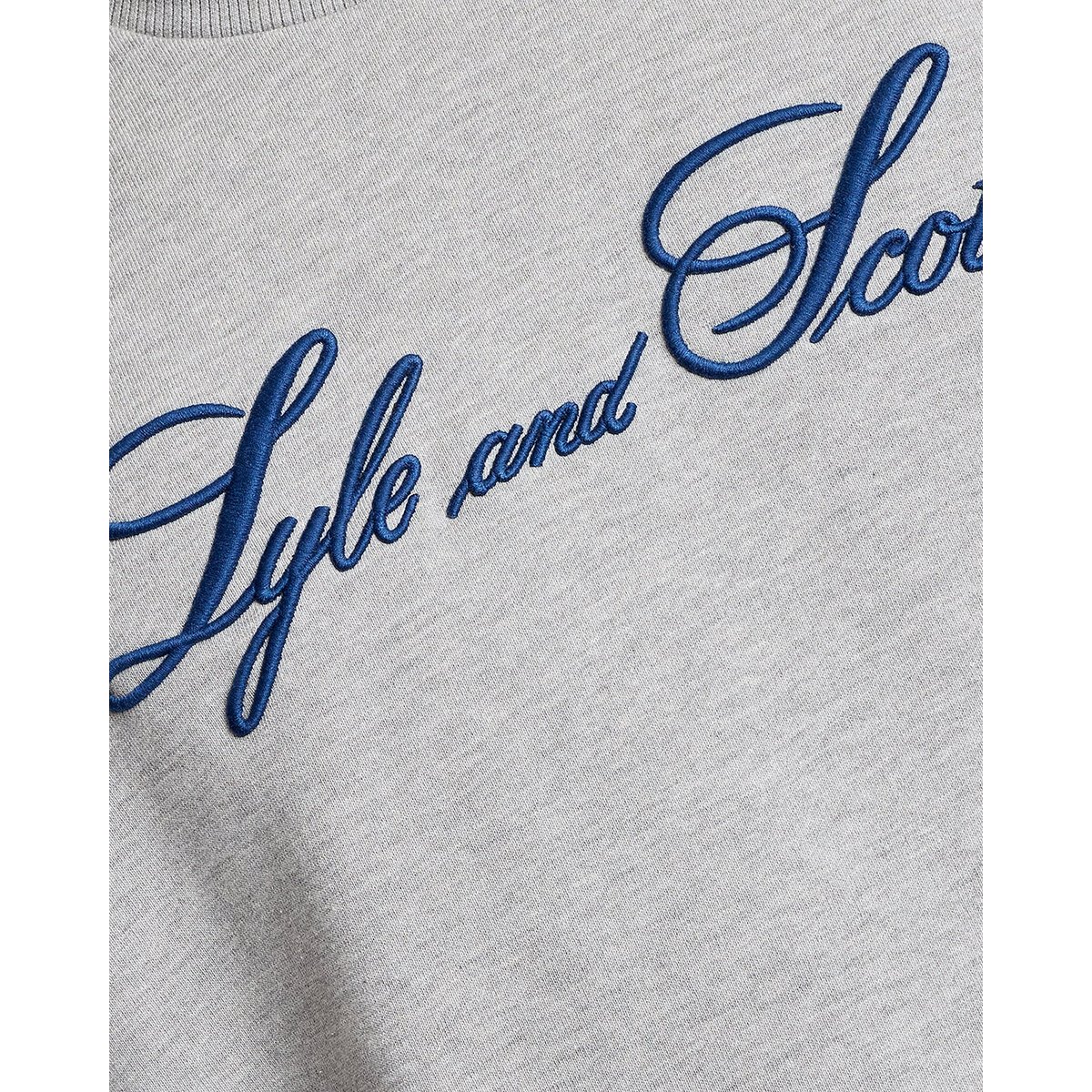 Sweat-shirt col rond logo script gris archive chiné, LYLE & SCOTT