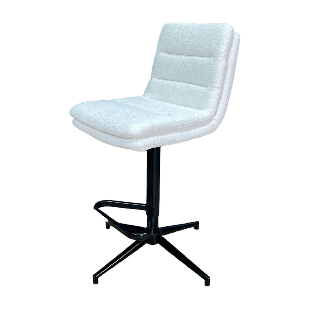 Chaise de bar en bouclettes blanches réglable en hauteur (lot de 2) PALERME blanc, PIER IMPORT
