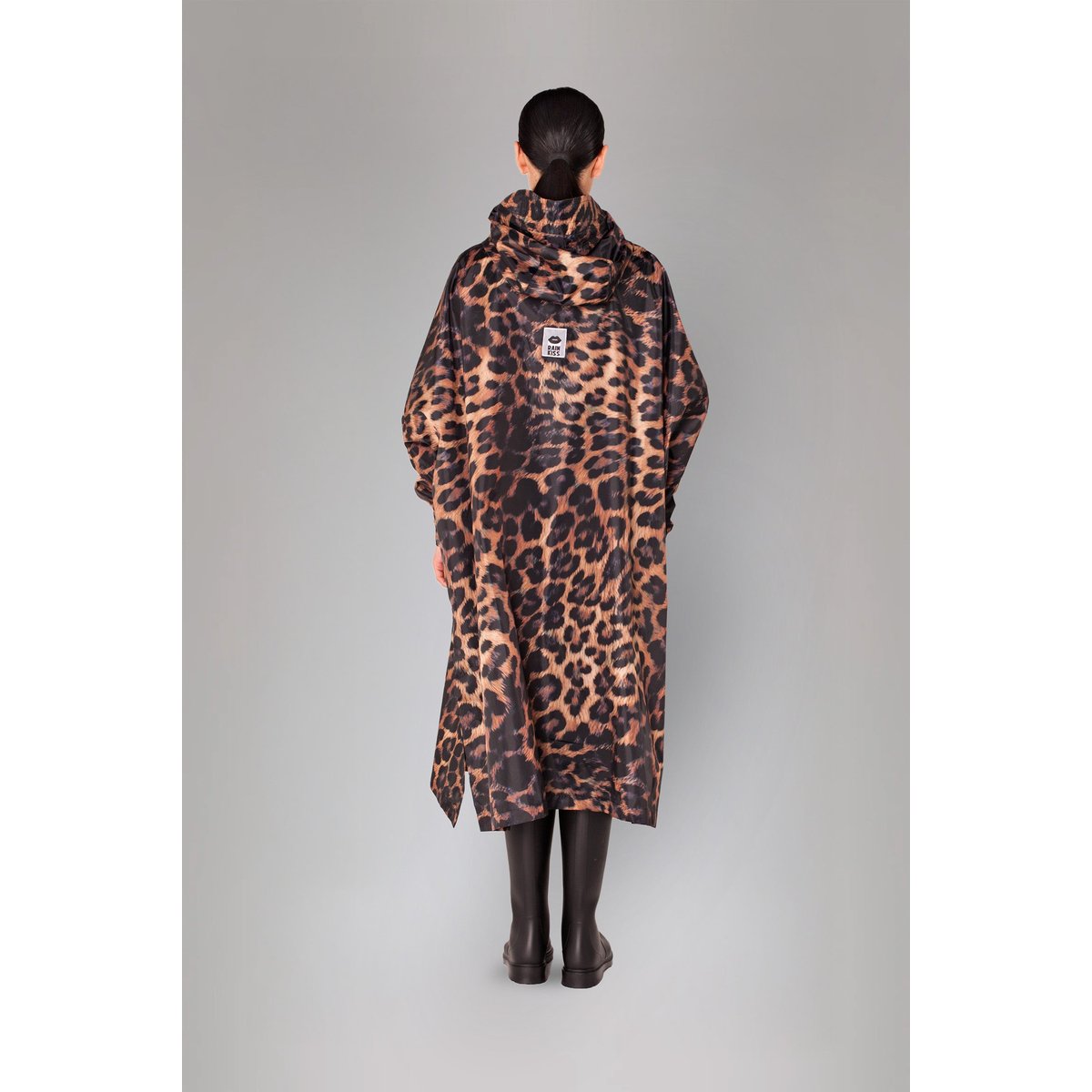 Poncho de pluie imperméable DARK LEOPARD marron – léopard noir & chocolat, RAINKISS